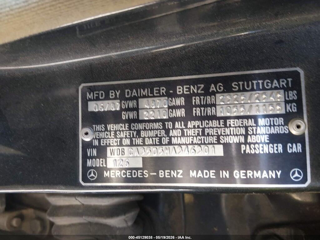 WDBCA35D5HA346301 1987 MERCEDES-BENZ 420 photo no. 9