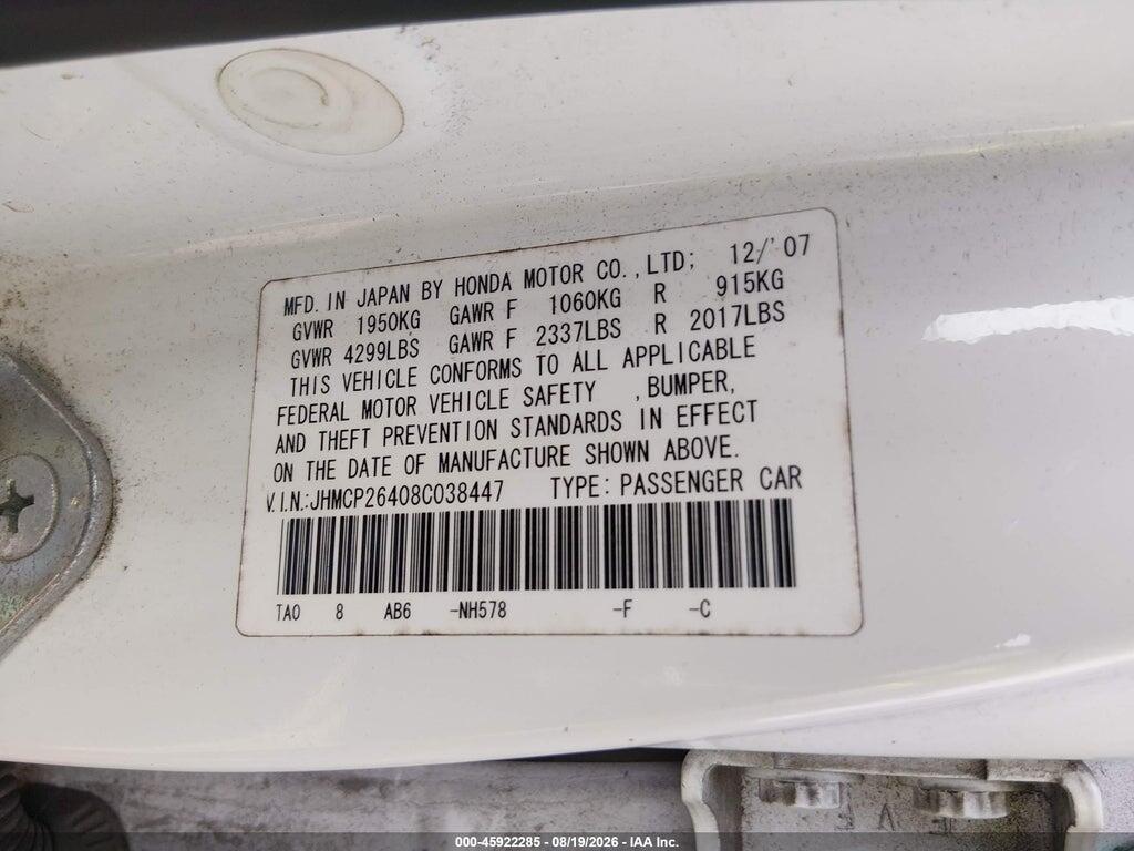 JHMCP26408C038447 2008 HONDA ACCORD photo no. 9