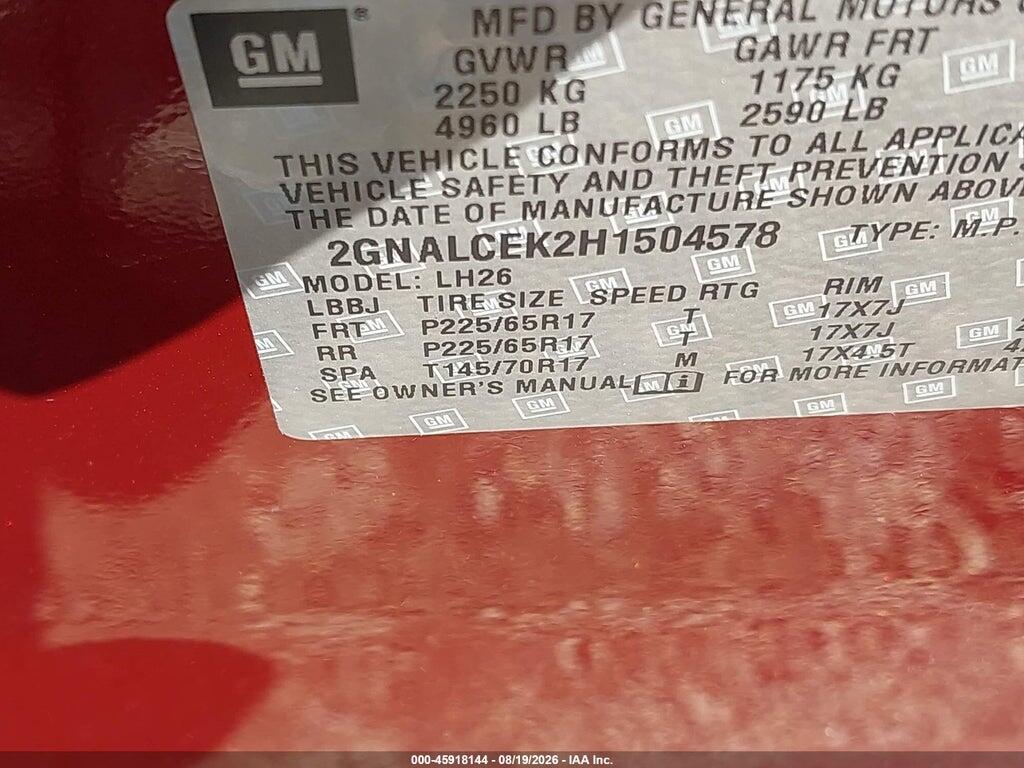 2GNALCEK2H1504578 2017 CHEVROLET EQUINOX photo no. 9
