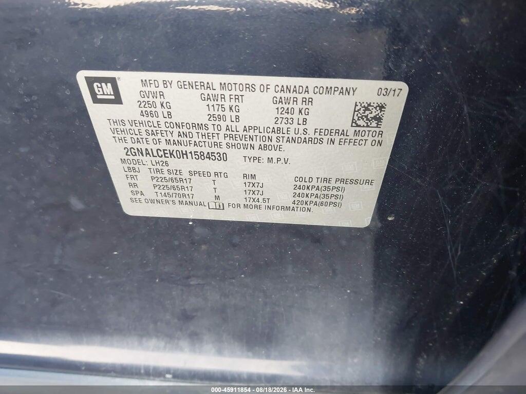 2GNALCEK0H1584530 2017 CHEVROLET EQUINOX photo no. 9