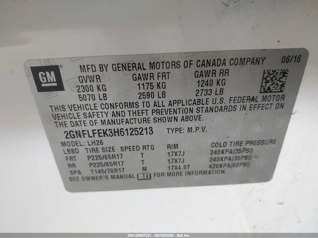 2GNFLFEK3H6125213 2017 CHEVROLET EQUINOX photo no. 9