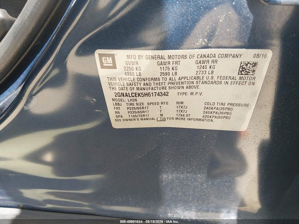 2GNALCEK5H6174342 2017 CHEVROLET EQUINOX photo no. 9