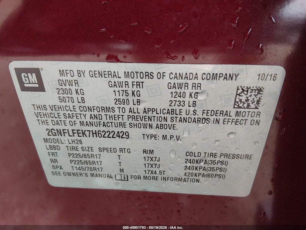 2GNFLFEK7H6222429 2017 CHEVROLET EQUINOX photo no. 9