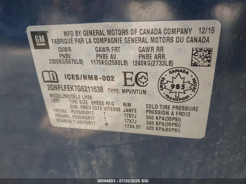2GNFLFEK7G6211638 2016 CHEVROLET EQUINOX photo no. 9
