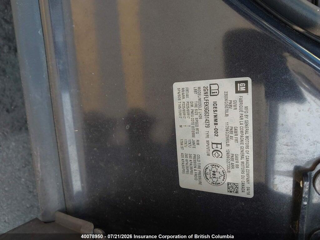 2GNFLFEK9G6314379 2016 CHEVROLET EQUINOX photo no. 9