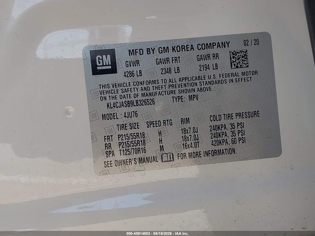 KL4CJASB9LB326526 2020 BUICK ENCORE photo no. 9