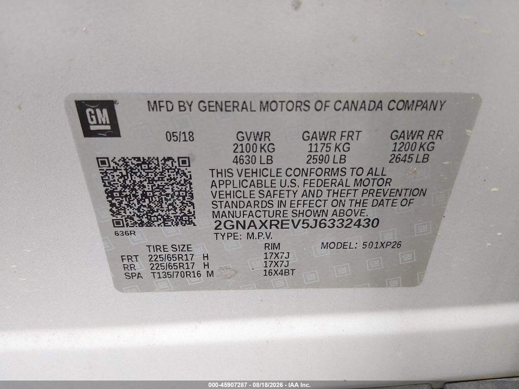 2GNAXREV5J6332430 2018 CHEVROLET EQUINOX photo no. 9