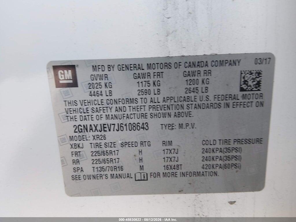 2GNAXJEV7J6108643 2018 CHEVROLET EQUINOX photo no. 9