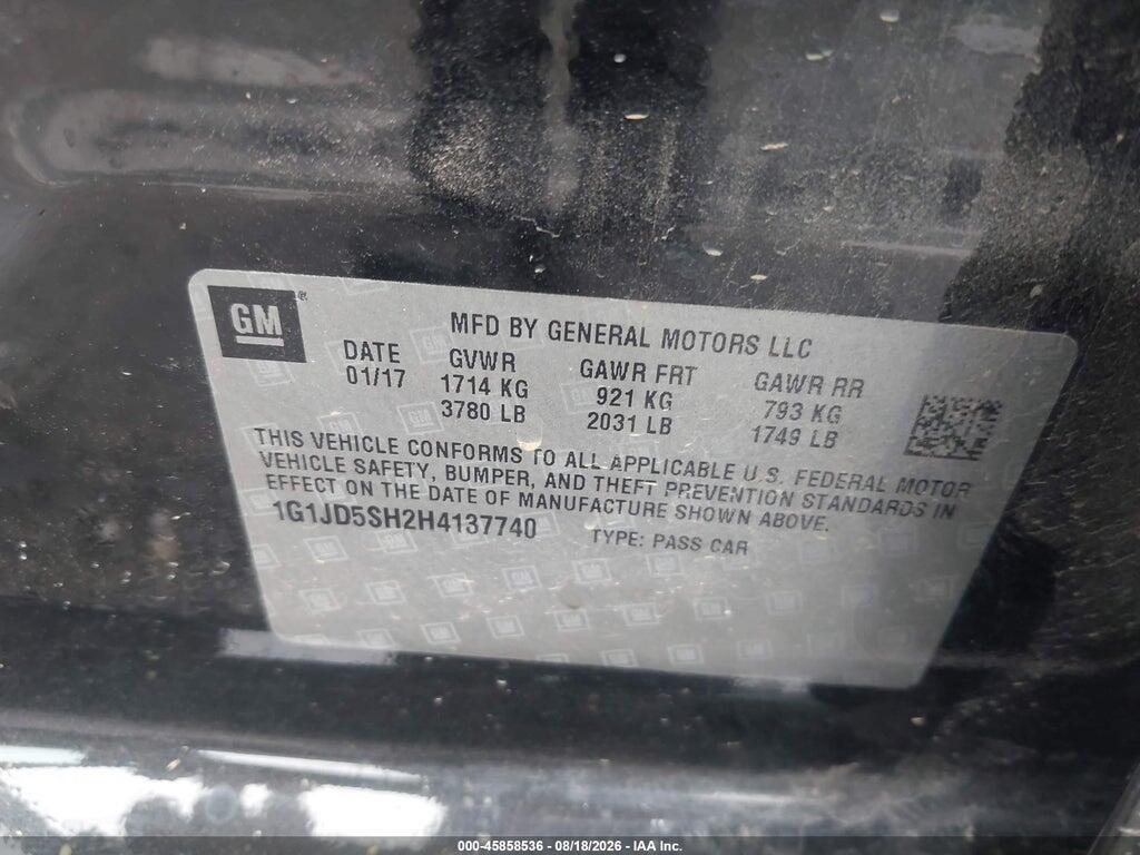1G1JD5SH2H4137740 2017 CHEVROLET SONIC photo no. 9
