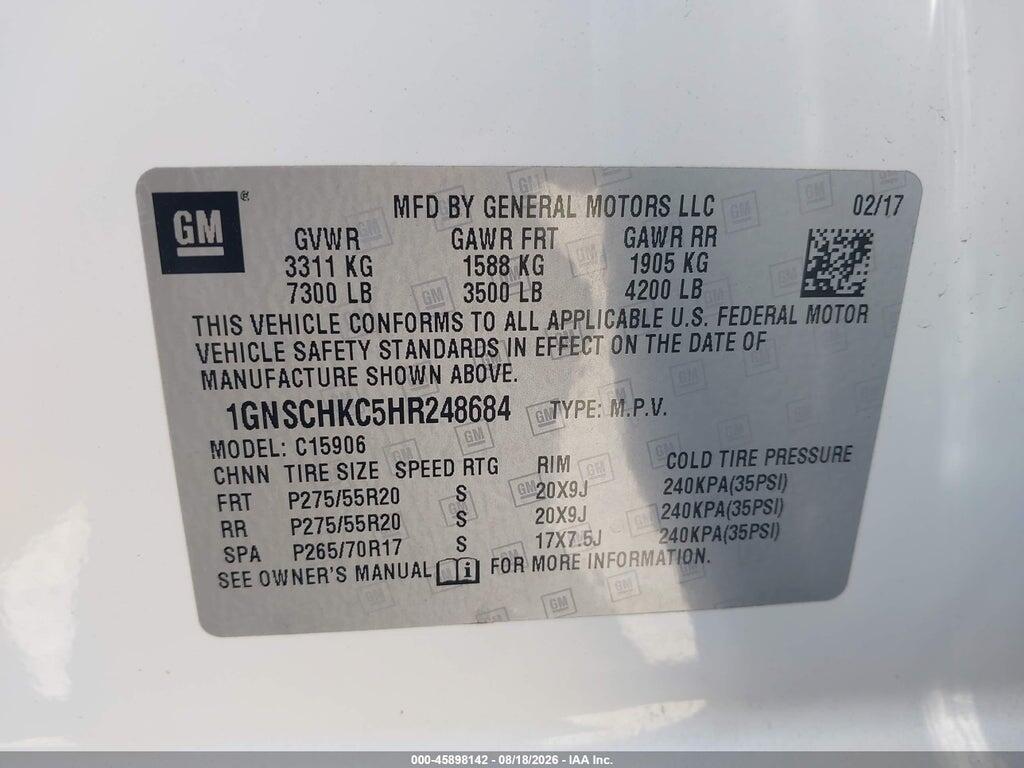 1GNSCHKC5HR248684 2017 CHEVROLET SUBURBAN photo no. 9