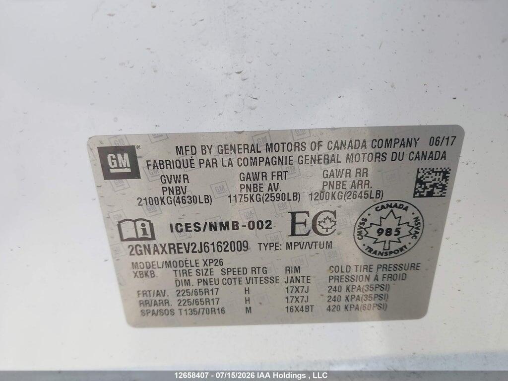 2GNAXREV2J6162009 2018 CHEVROLET EQUINOX photo no. 9