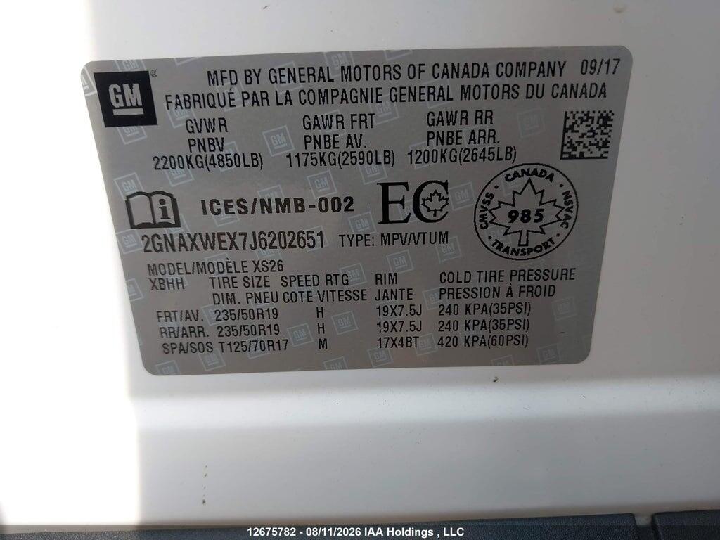 2GNAXWEX7J6202651 2018 CHEVROLET EQUINOX photo no. 9