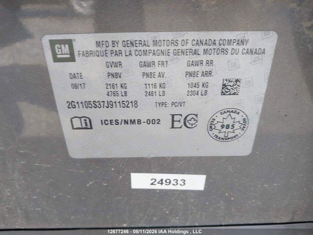 2G1105S37J9115218 2018 CHEVROLET IMPALA photo no. 9
