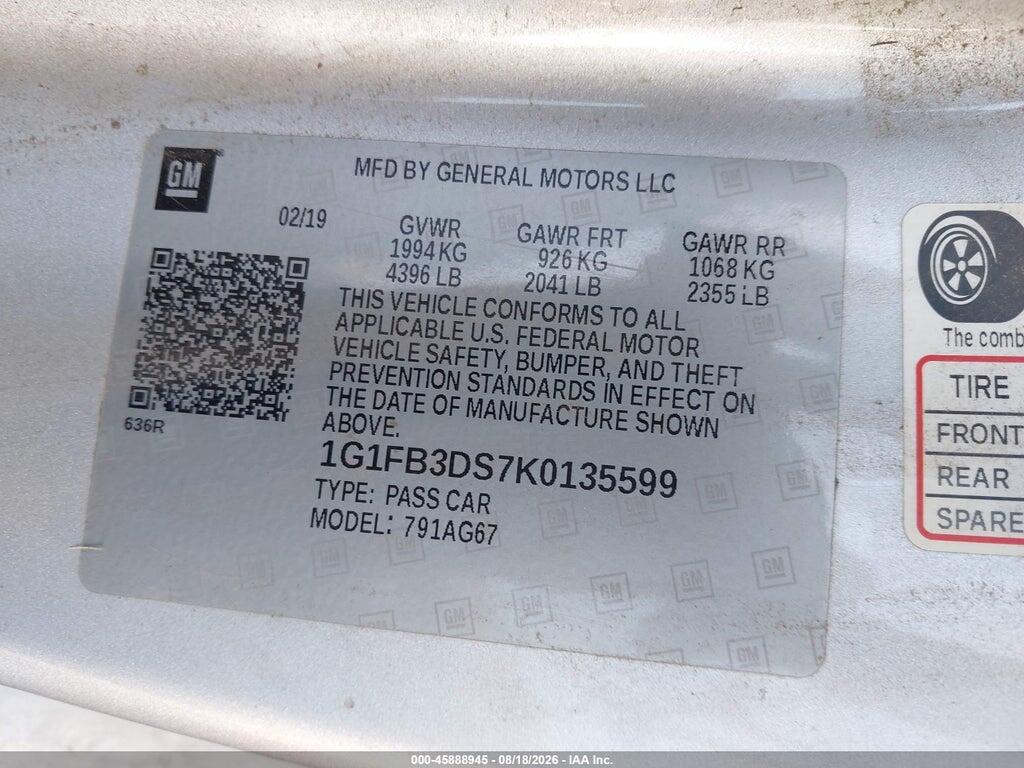 1G1FB3DS7K0135599 2019 CHEVROLET CAMARO photo no. 9