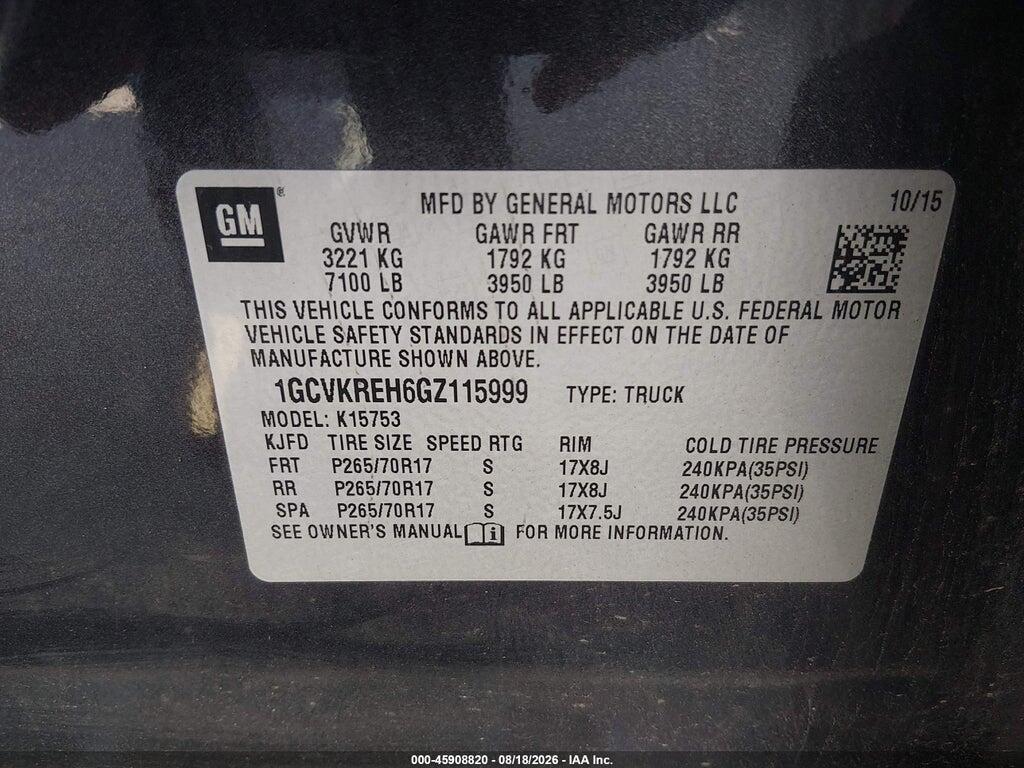 1GCVKREH6GZ115999 2016 CHEVROLET SILVERADO 1500 photo no. 9