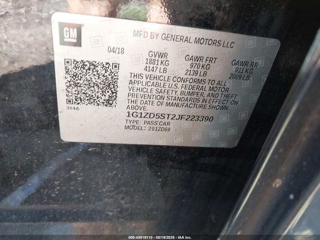 1G1ZD5ST2JF223390 2018 CHEVROLET MALIBU photo no. 9