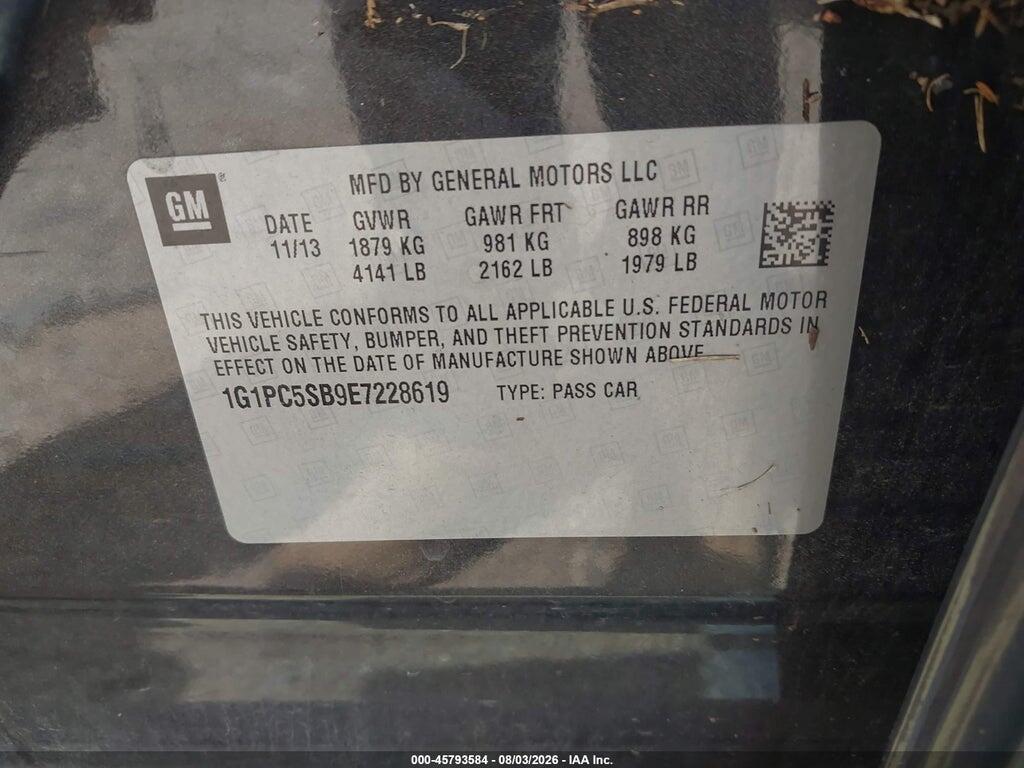 1G1PC5SB9E7228619 2014 CHEVROLET CRUZE photo no. 9