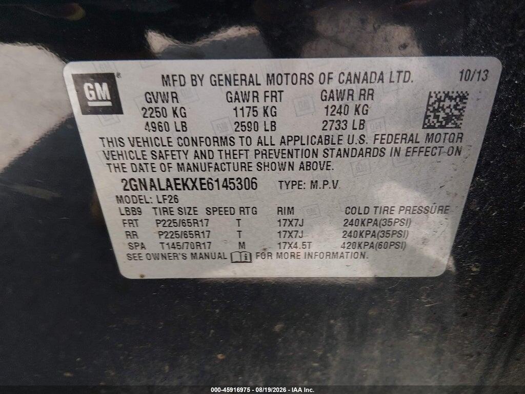 2GNALAEKXE6145306 2014 CHEVROLET EQUINOX photo no. 9
