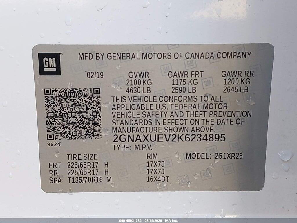 2GNAXUEV2K6234895 2019 CHEVROLET EQUINOX photo no. 9