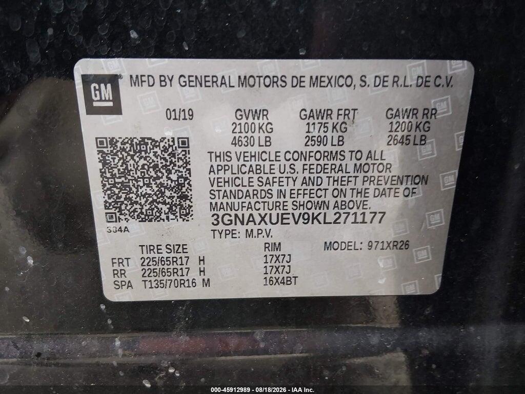3GNAXUEV9KL271177 2019 CHEVROLET EQUINOX photo no. 9