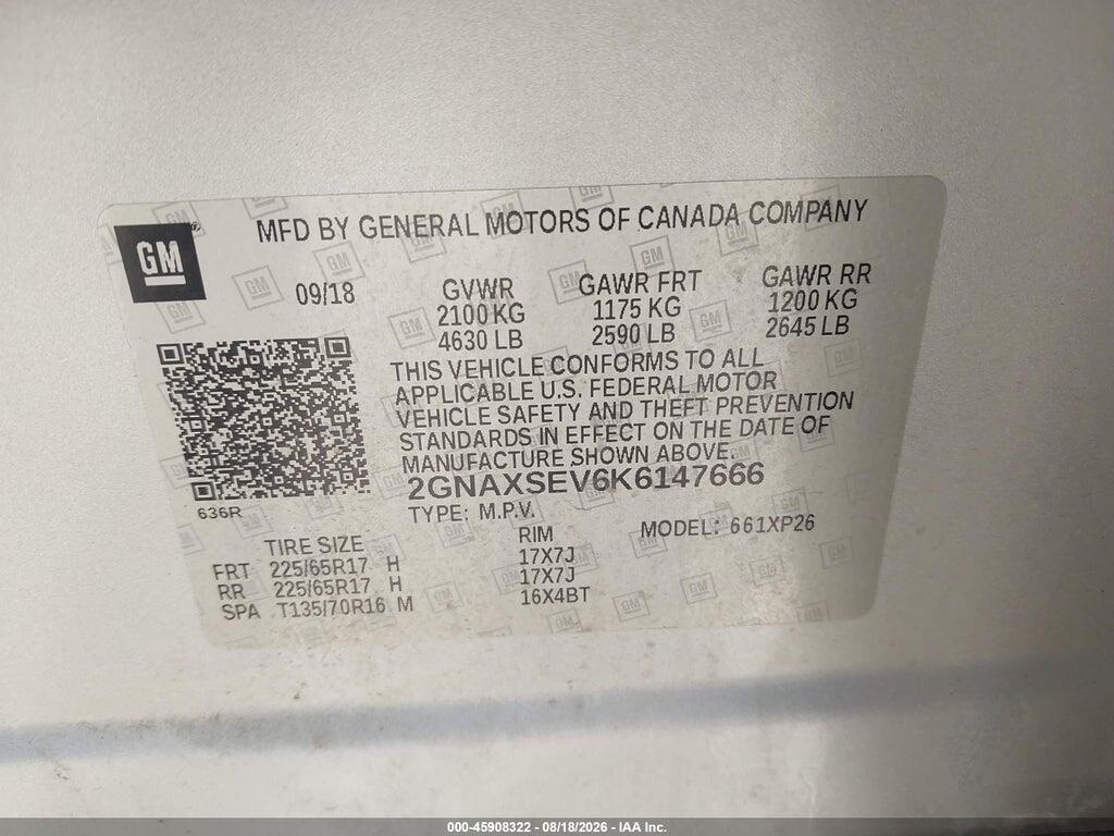 2GNAXSEV6K6147666 2019 CHEVROLET EQUINOX photo no. 9