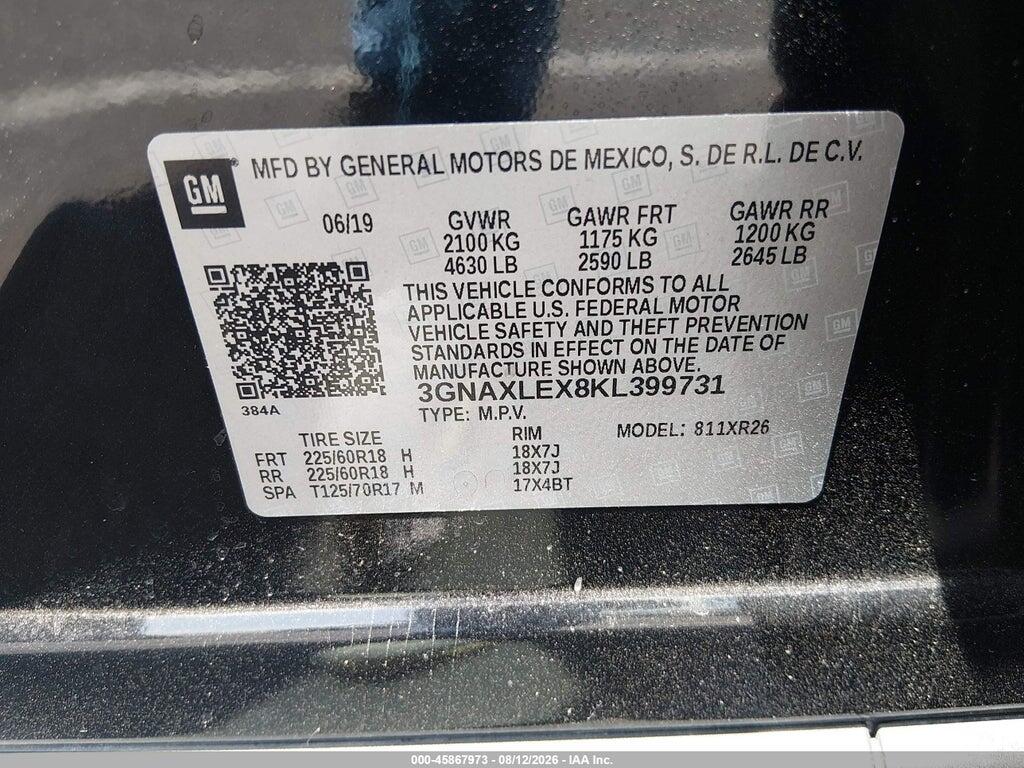3GNAXLEX8KL399731 2019 CHEVROLET EQUINOX photo no. 9