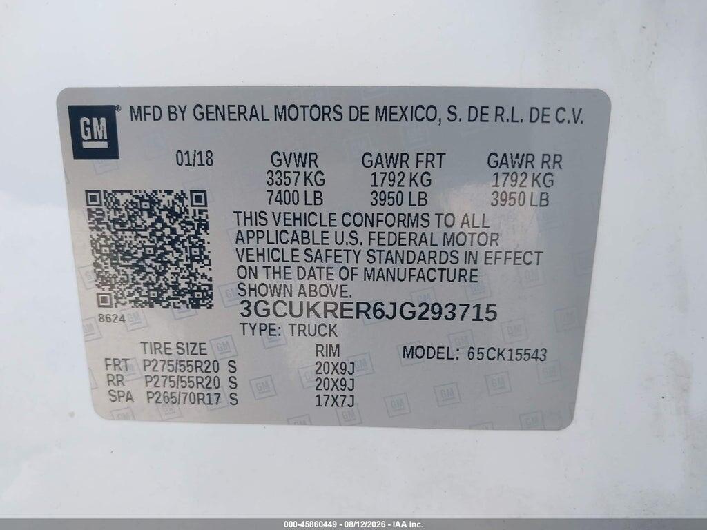 3GCUKRER6JG293715 2018 CHEVROLET SILVERADO 1500 photo no. 9