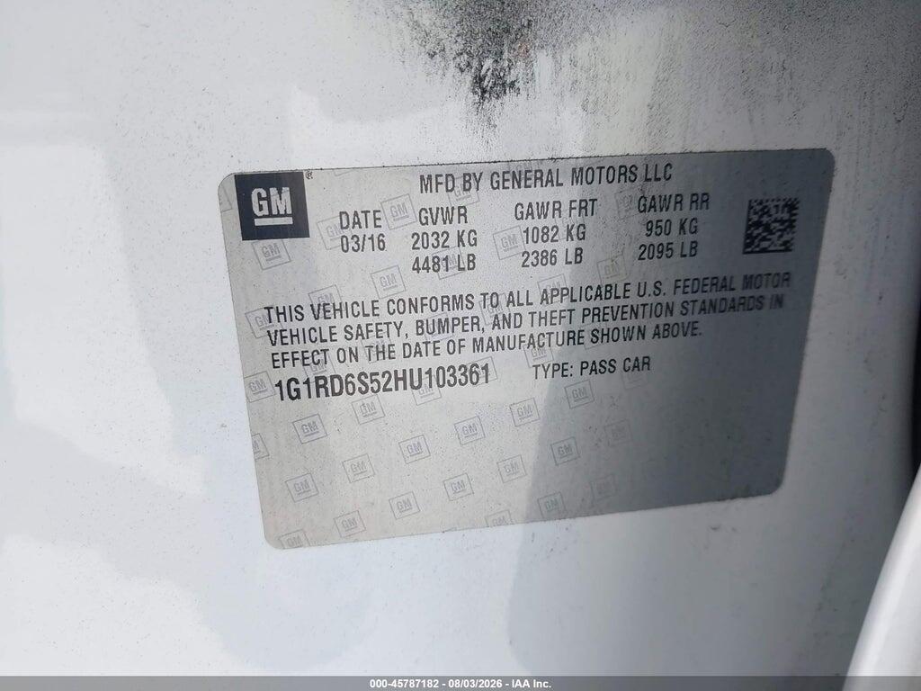 1G1RD6S52HU103361 2017 CHEVROLET VOLT photo no. 9