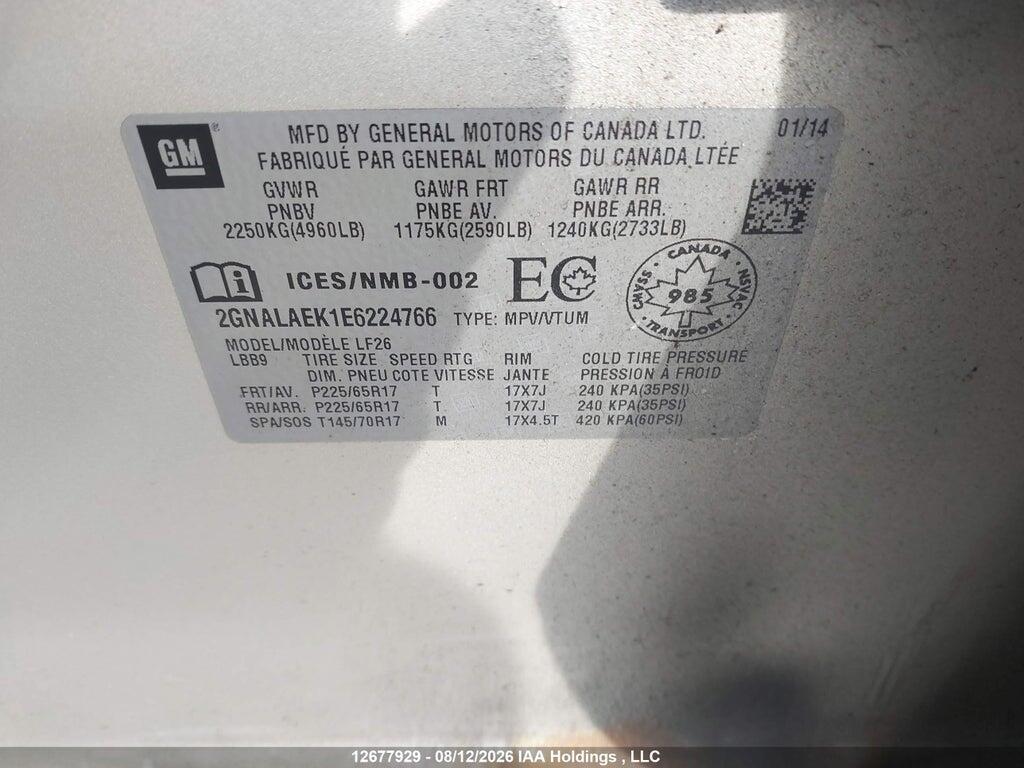 2GNALAEK1E6224766 2014 CHEVROLET EQUINOX photo no. 9