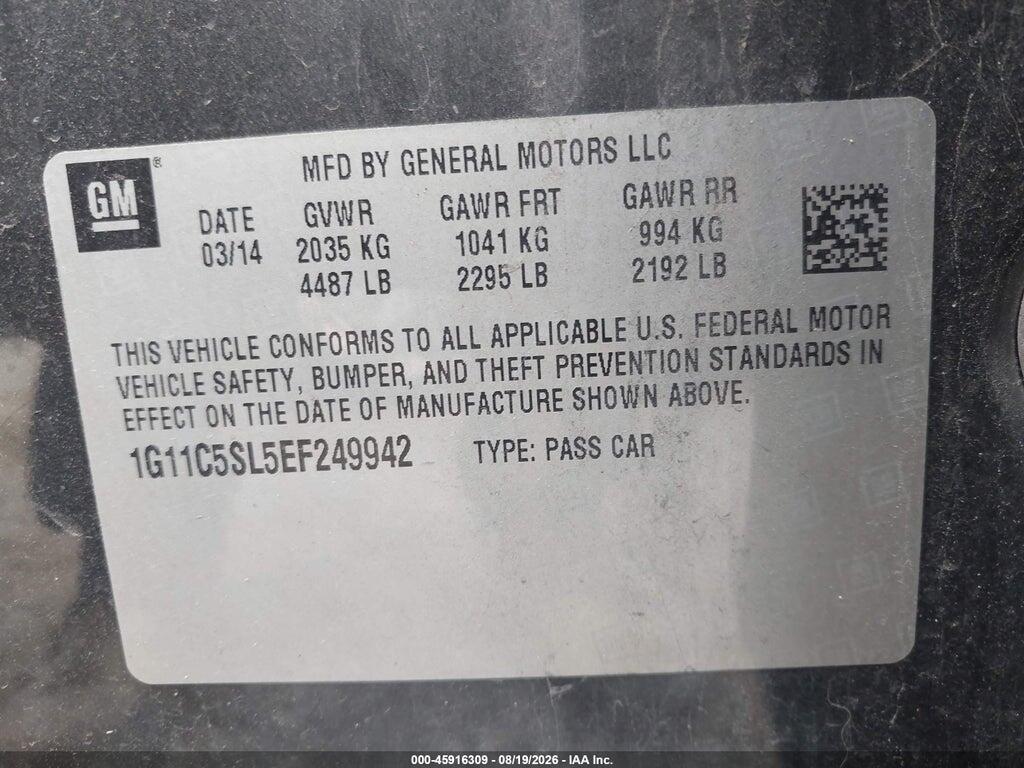 1G11C5SL5EF249942 2014 CHEVROLET MALIBU photo no. 9