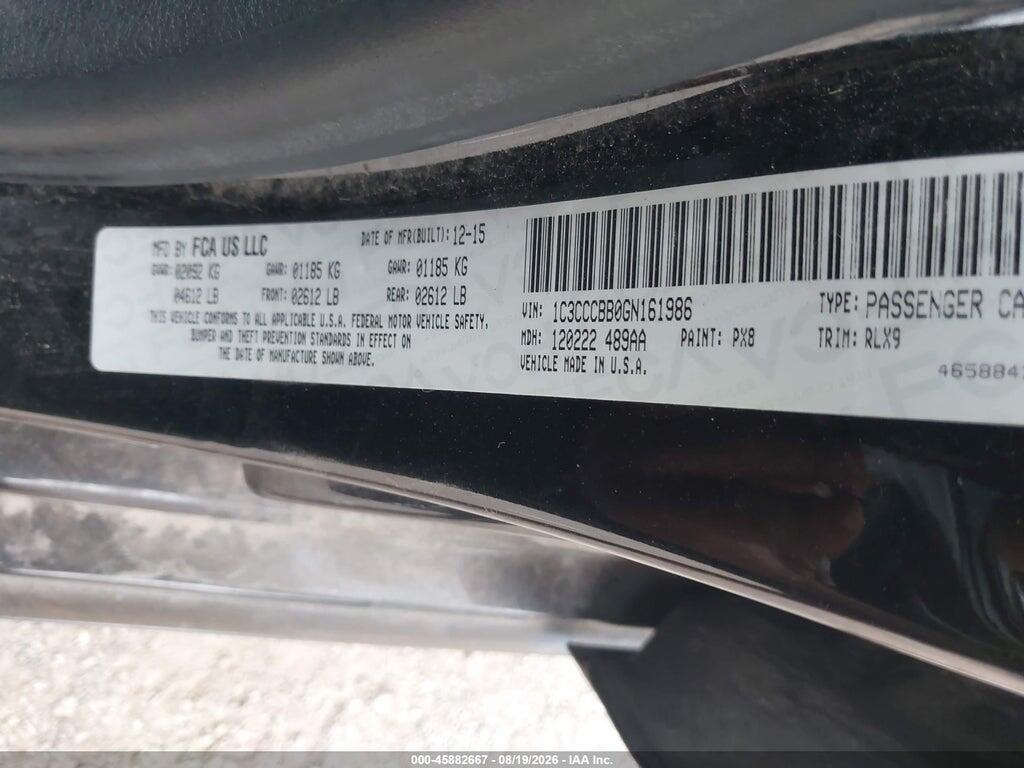 1C3CCCBB0GN161986 2016 CHRYSLER 200 photo no. 9