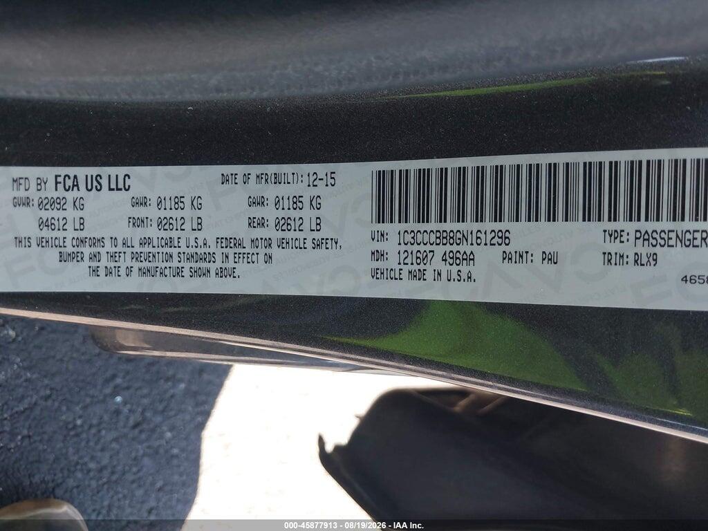 1C3CCCBB8GN161296 2016 CHRYSLER 200 photo no. 9