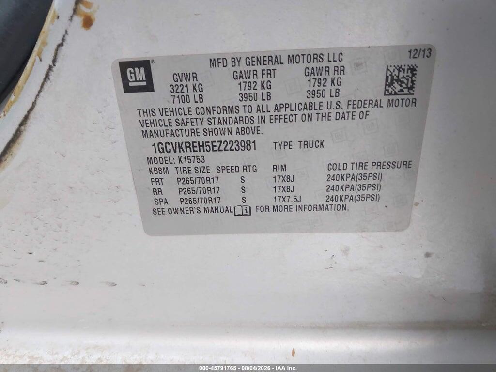 1GCVKREH5EZ223981 2014 CHEVROLET SILVERADO 1500 photo no. 9