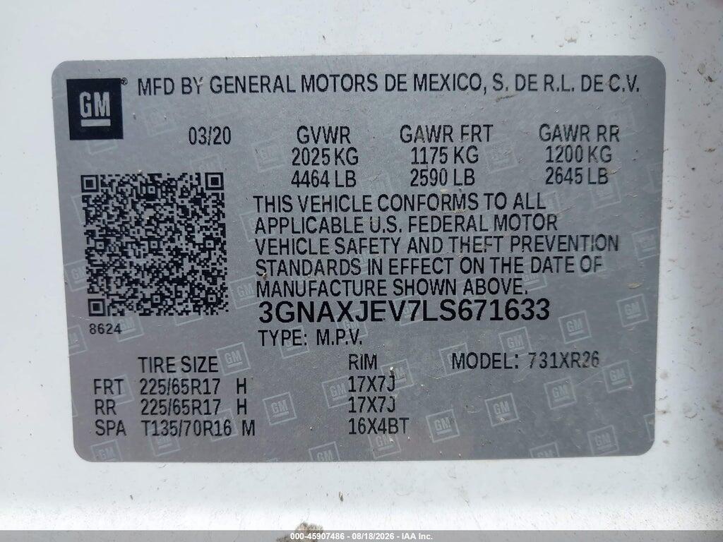 3GNAXJEV7LS671633 2020 CHEVROLET EQUINOX photo no. 9