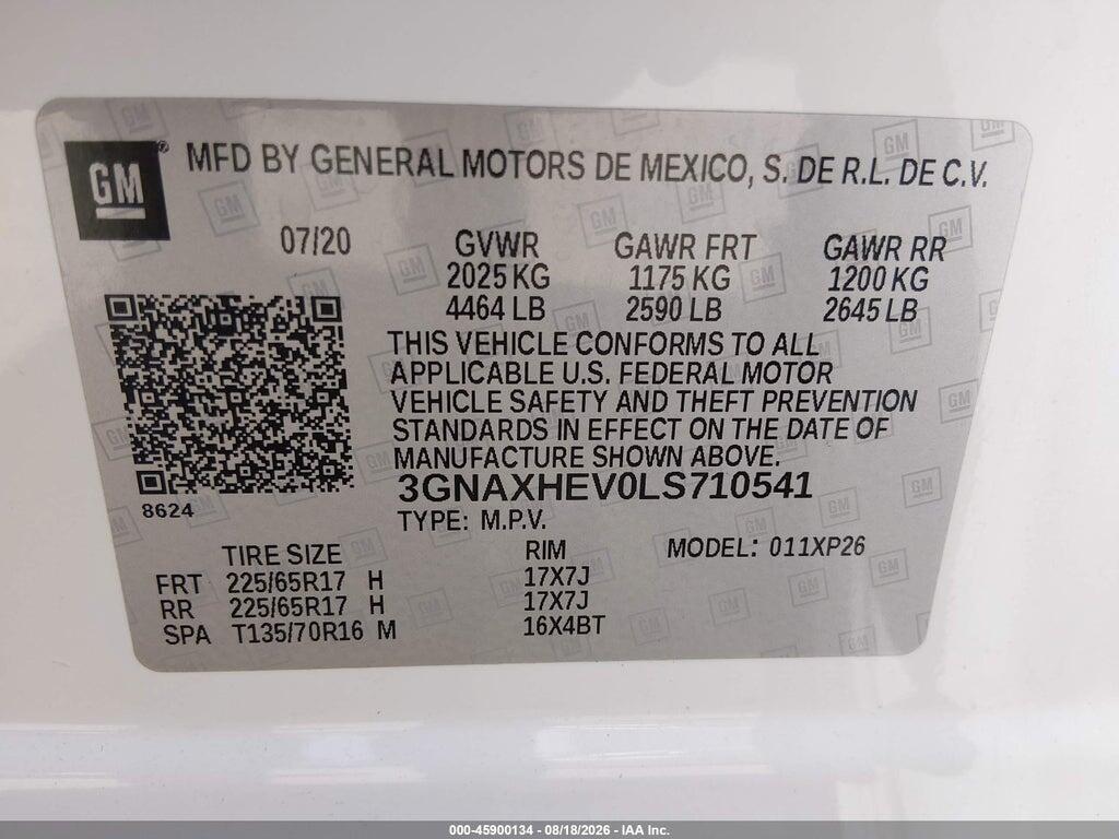 3GNAXHEV0LS710541 2020 CHEVROLET EQUINOX photo no. 7