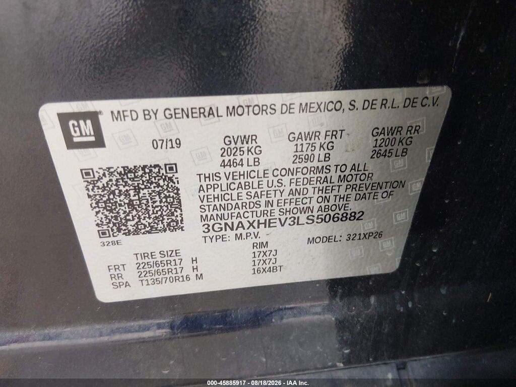 3GNAXHEV3LS506882 2020 CHEVROLET EQUINOX photo no. 9
