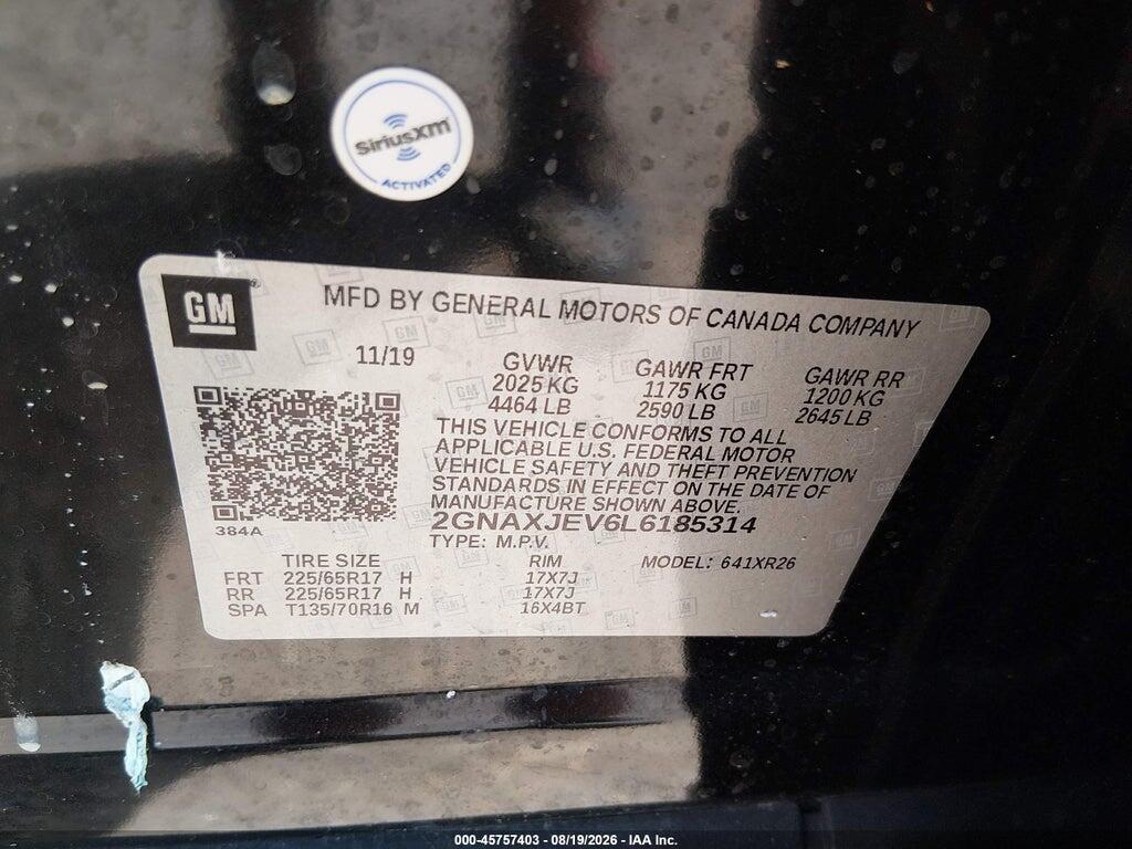 2GNAXJEV6L6185314 2020 CHEVROLET EQUINOX photo no. 9
