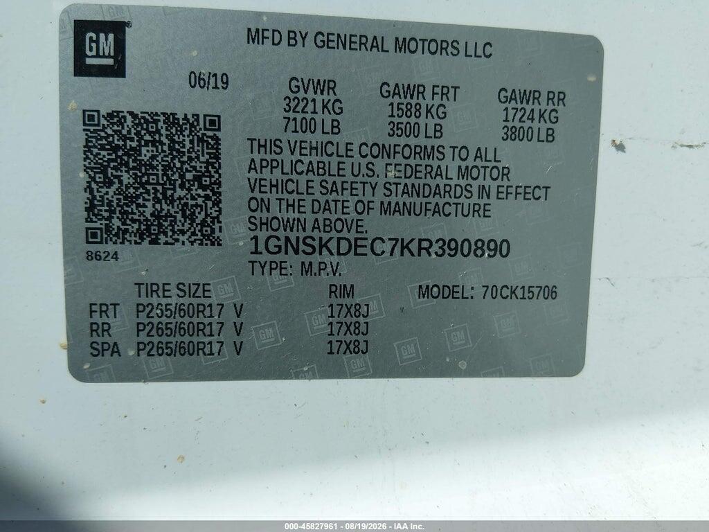 1GNSKDEC7KR390890 2019 CHEVROLET TAHOE photo no. 9
