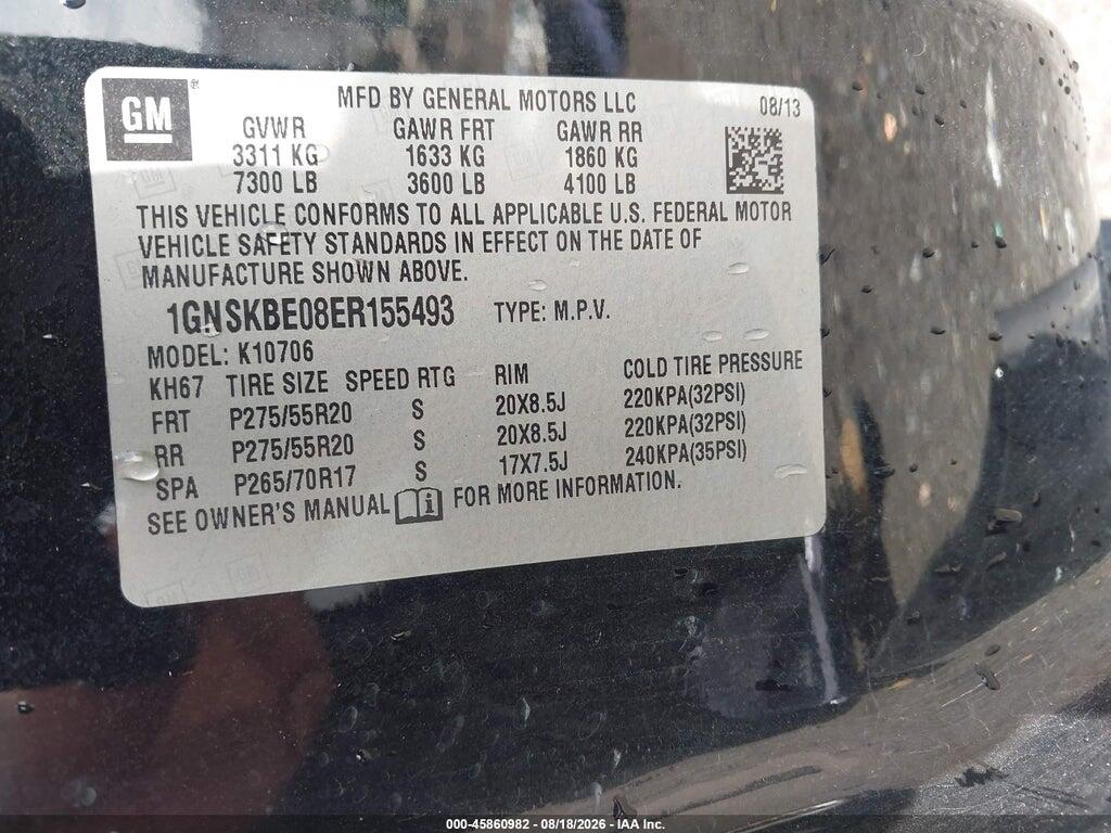 1GNSKBE08ER155493 2014 CHEVROLET TAHOE photo no. 9