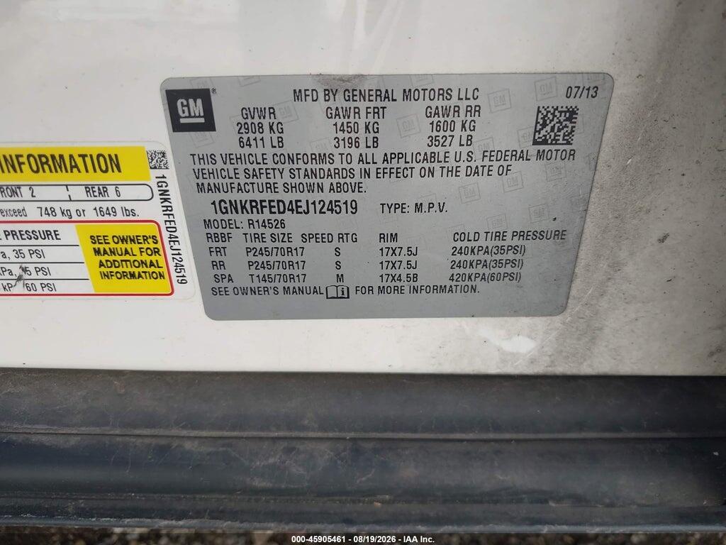 1GNKRFED4EJ124519 2014 CHEVROLET TRAVERSE photo no. 9