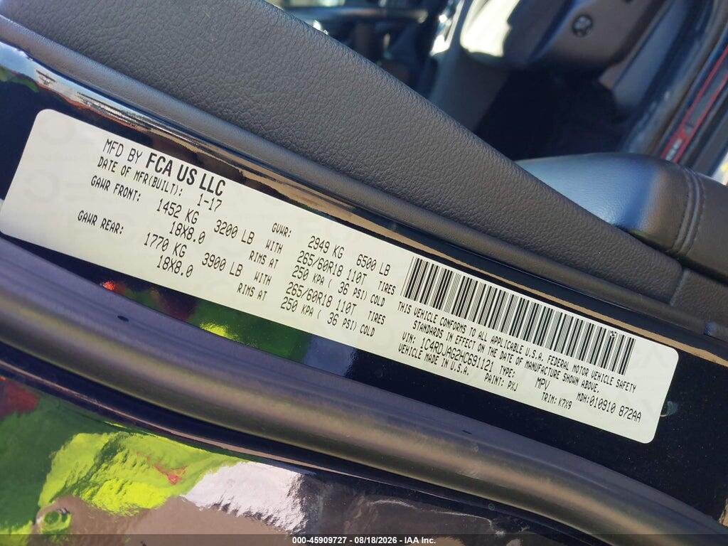 1C4RDJAG2HC691121 2017 DODGE DURANGO photo no. 9