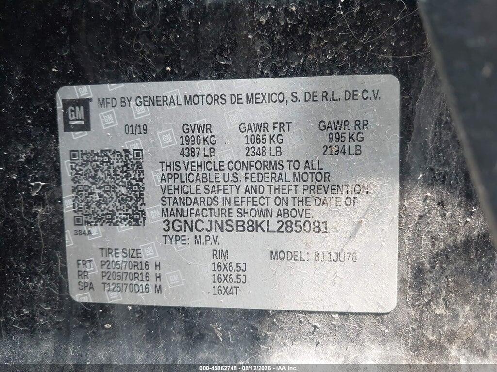 3GNCJNSB8KL285081 2019 CHEVROLET TRAX photo no. 9