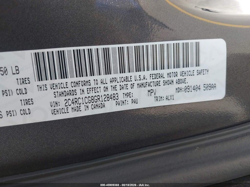 2C4RC1CG8GR128483 2016 CHRYSLER TOWN & COUNTRY photo no. 9