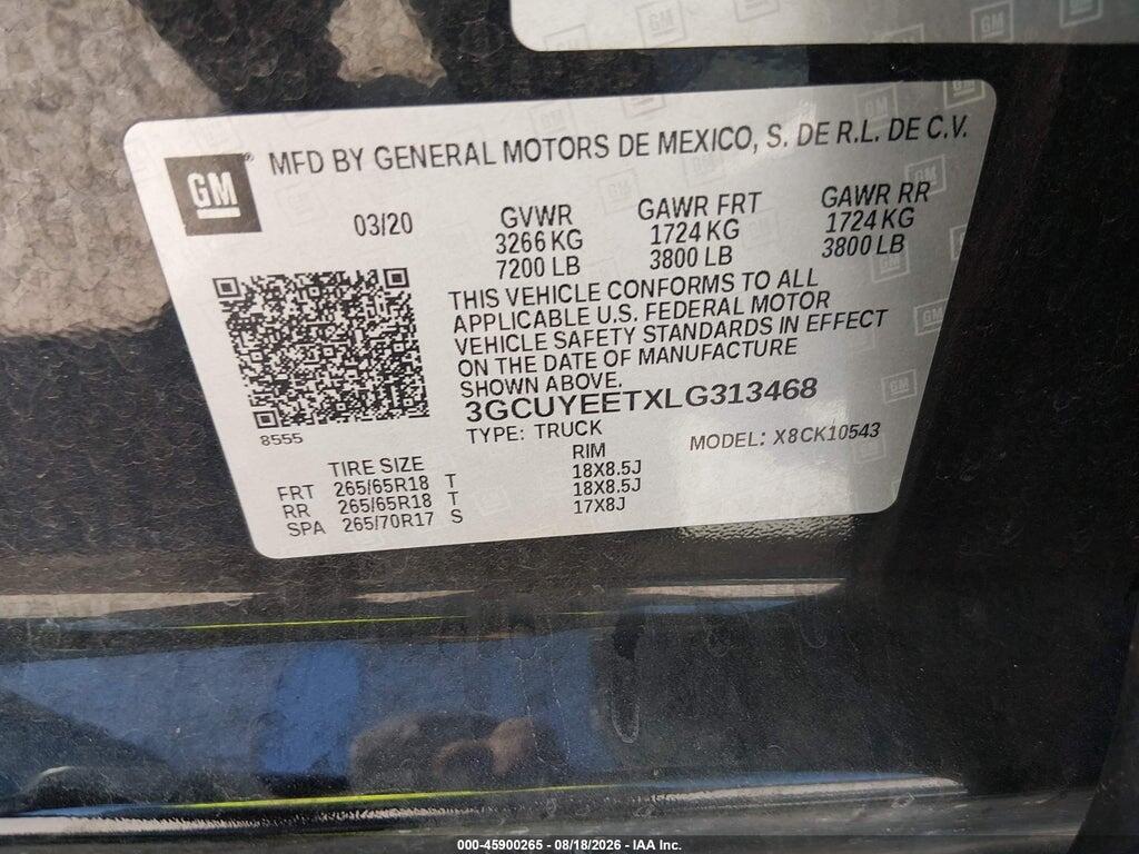3GCUYEETXLG313468 2020 CHEVROLET SILVERADO 1500 photo no. 9