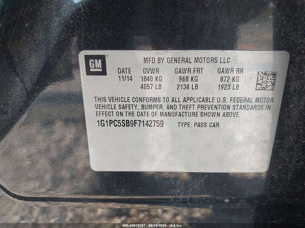 1G1PC5SB9F7142759 2015 CHEVROLET CRUZE photo no. 9