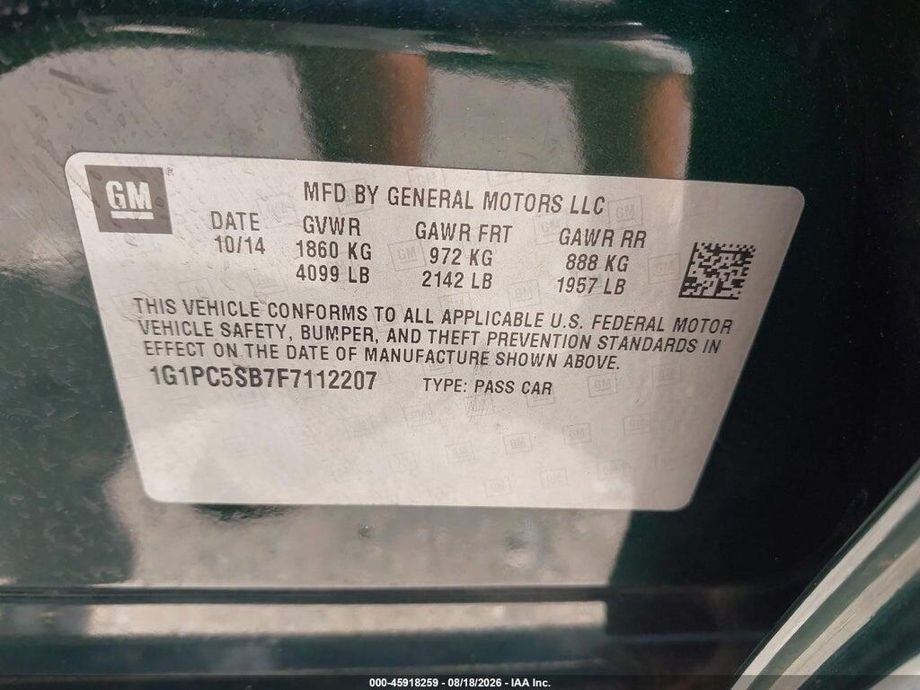 1G1PC5SB7F7112207 2015 CHEVROLET CRUZE photo no. 9