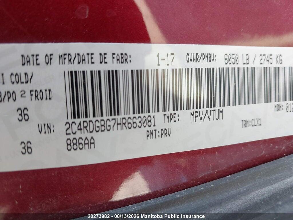 2C4RDGBG7HR663081 2017 DODGE GRAND CARAVAN photo no. 9