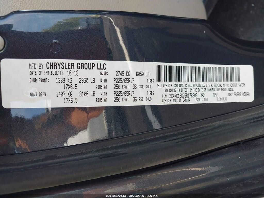 2C4RC1BG0ER178003 2014 CHRYSLER TOWN & COUNTRY photo no. 9
