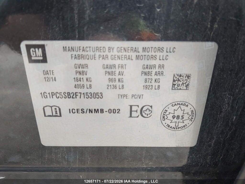 1G1PC5SB2F7153053 2015 CHEVROLET CRUZE photo no. 9
