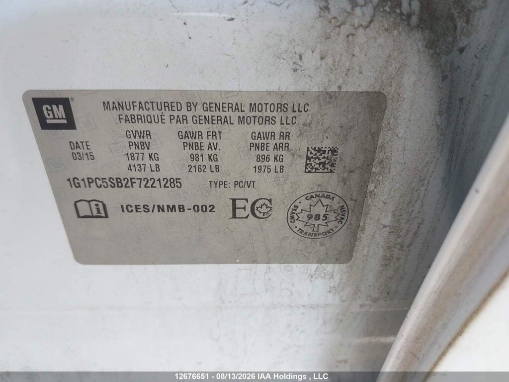 1G1PC5SB2F7221285 2015 CHEVROLET CRUZE photo no. 9